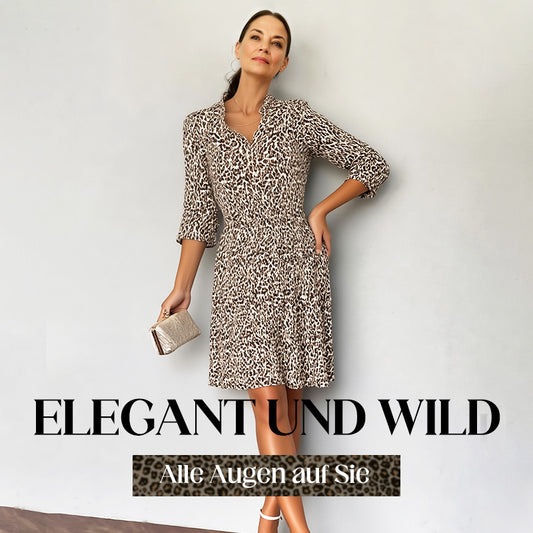🎉 Sommerschlussverkauf 50% Rabatt 🛍️🏆Trendy Leopard Print V-Ausschnitt Kleid für Frauen mit lockerer Passform