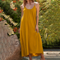 Langes, lockeres Spaghettiträgerkleid für Damen – schlicht und einfarbig