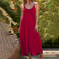 Langes, lockeres Spaghettiträgerkleid für Damen – schlicht und einfarbig