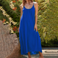Langes, lockeres Spaghettiträgerkleid für Damen – schlicht und einfarbig