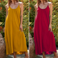 Langes, lockeres Spaghettiträgerkleid für Damen – schlicht und einfarbig