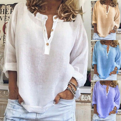 🎉 Zeitlich begrenzte Sonderangebote! ⏰Damen Baumwollmischgewebe Casual Atmungsaktiv Langarm-Shirt