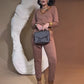 Bequemes, stylisches Set – Oberteil mit V-Ausschnitt und Hose mit Kordelzug