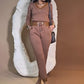 Bequemes, stylisches Set – Oberteil mit V-Ausschnitt und Hose mit Kordelzug