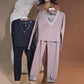Bequemes, stylisches Set – Oberteil mit V-Ausschnitt und Hose mit Kordelzug
