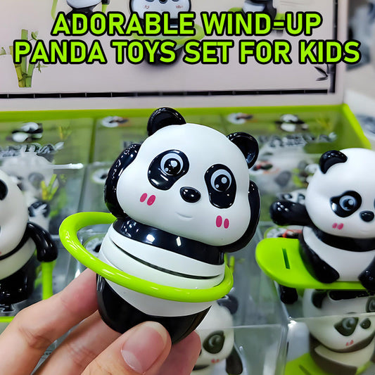 Entzückendes Aufziehspielzeug-Set mit Pandas für Kinder