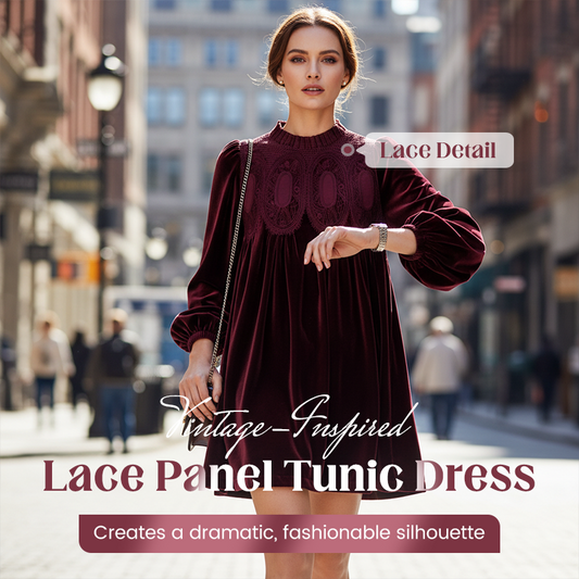 👗Vintage-inspiriertes Tunikakleid mit Spitzeneinsatz