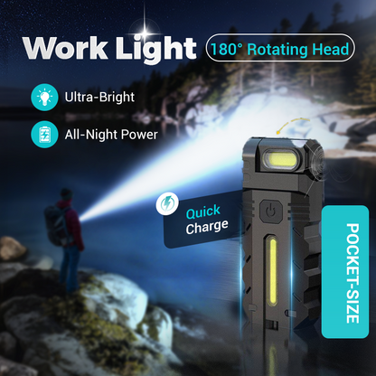 Mini LED Taschenlampe – Starke Leuchtkraft, Magnet & Seitenscheinwerfer für Outdoor & Notfälle 🔦